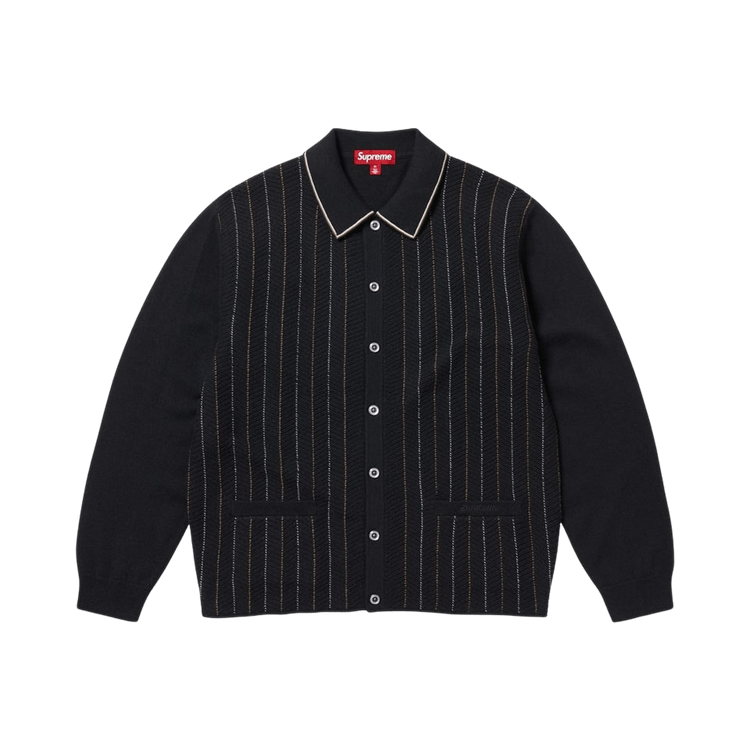 Supreme Herringbone Cardigan "Black"