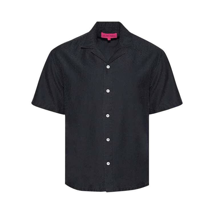 The Elder Statesman Jaquard Silk Camp Shirt "Black"