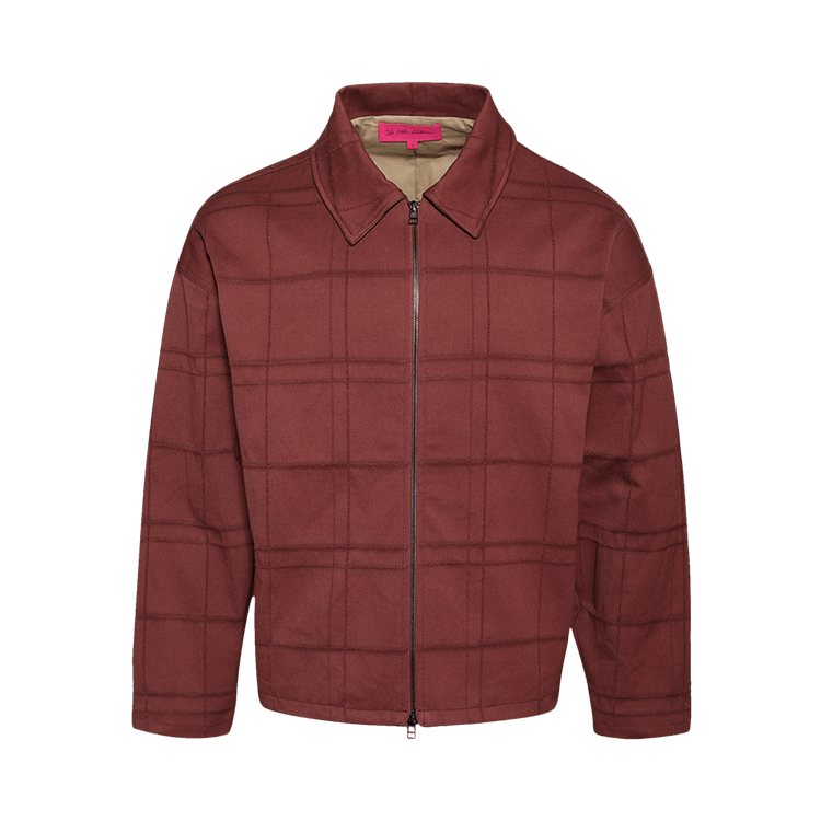 The Elder Statesman Windowpane Boxy Jacket "Clay"