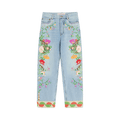Valentino Floal Embroidered Tapered Jeans "Denim Blue"