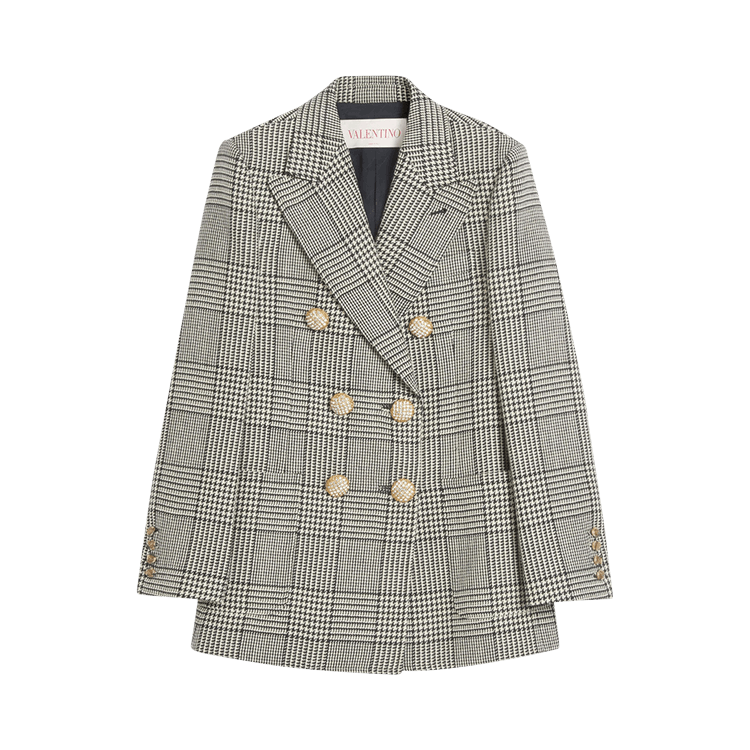 Valentino Houndstooth Wool Blazer "Ivory/Black"