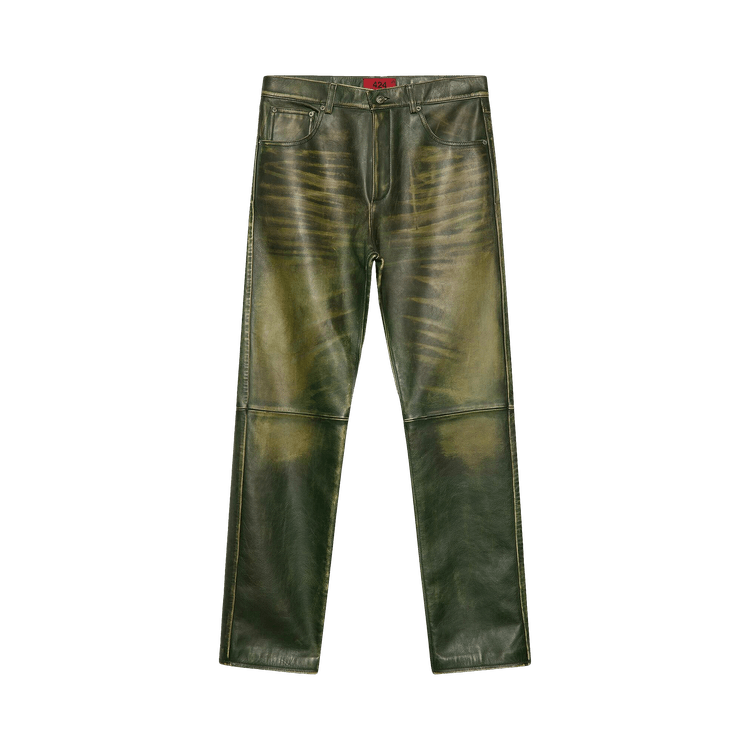 424 Leather 5 Pocket Pants "Green"