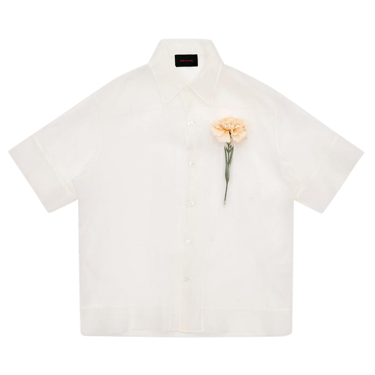 Simone Rocha Sheer Carnation Pocket Boxy Shirt "White"