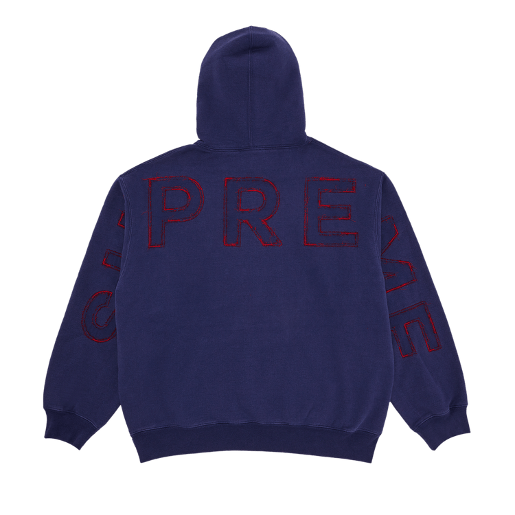 Supreme Frayed Hooded Sweatshirt "Washed Navy"