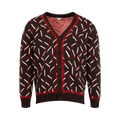 Bottega Veneta Matches Cardigan "Ebony/Chalk/Tomato"