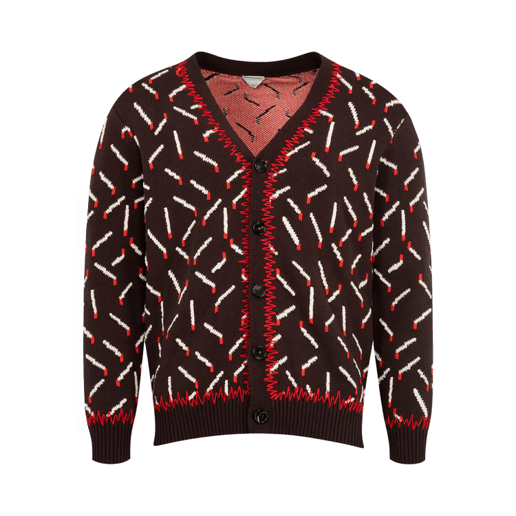 Bottega Veneta Matches Cardigan "Ebony/Chalk/Tomato"