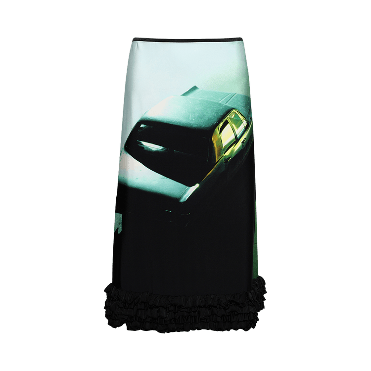 Jil Sander Printed Skirt With Rouches "Green Night"