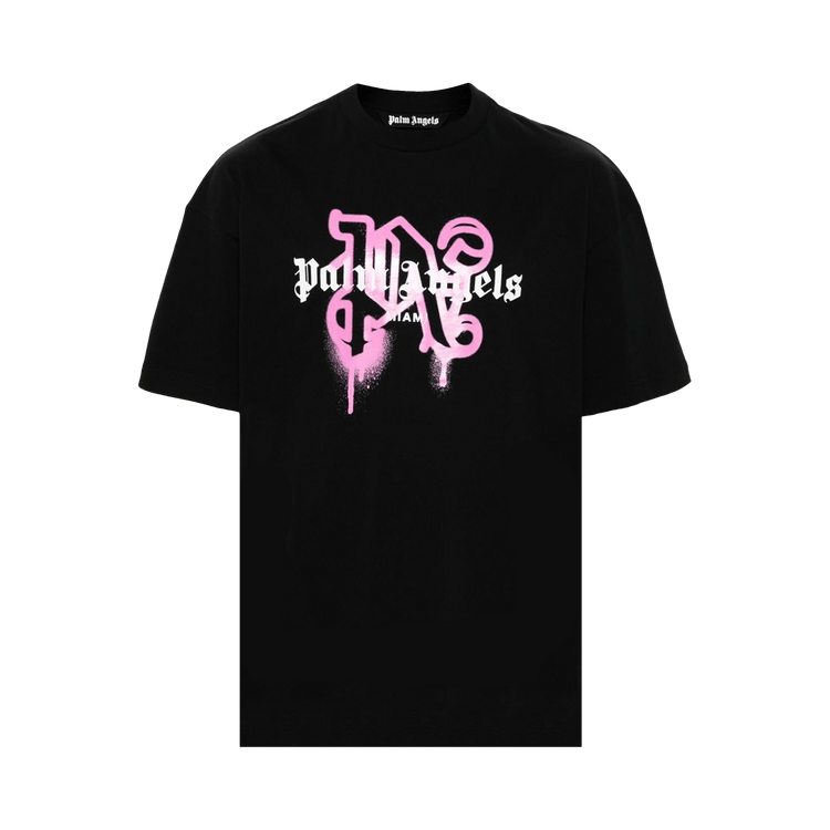 Palm Angels Miami Monogram Spray Print T-Shirt "Black"