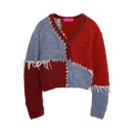 The Elder Statesman Patchwork Boucle Cardigan "Earth/Multicolor"