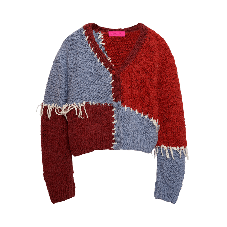 The Elder Statesman Patchwork Boucle Cardigan "Earth/Multicolor"