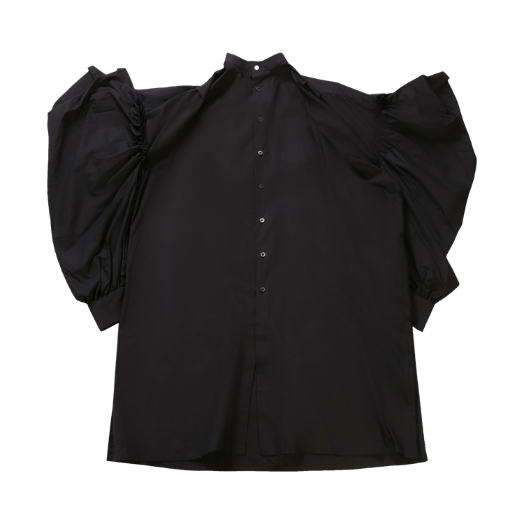 Tao Comme des Garçons Stand Collar Puff Sleeve Mid-Length Dress "Black"