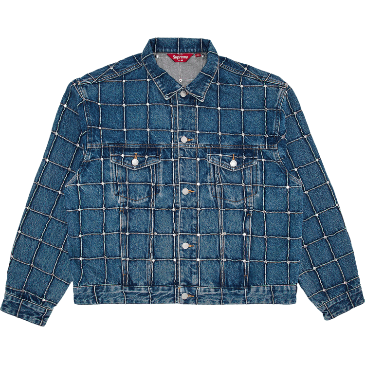 Supreme Studded Seam Denim Trucker Jacket "Blue"