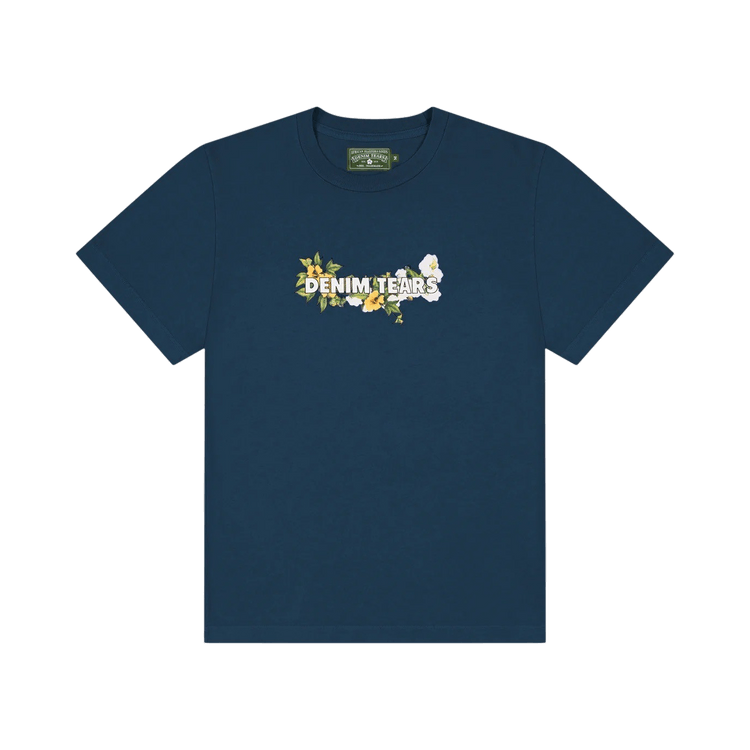 Denim Tears Cotton Floral Logo Tee "Navy"