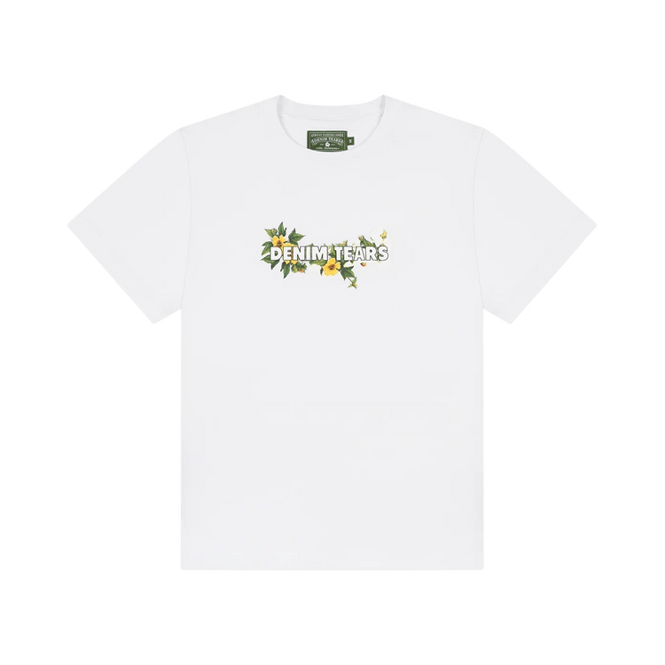 Denim Tears Cotton Floral Logo Tee "White"