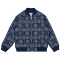 Gucci Kids Logo Patterned Denim Bomber Jacket "Light Blue"