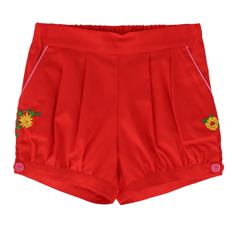 Gucci Kids Floral Appliqué Shorts "Hibiscus Red"