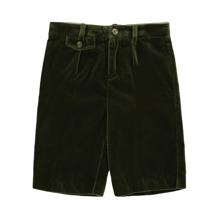 Gucci Kids Pleated Velvet Shorts "Green"