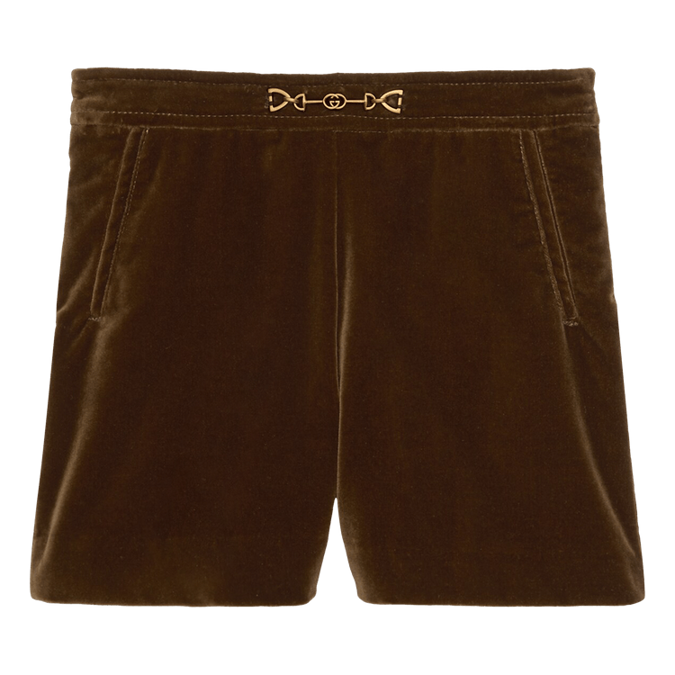 Gucci Kids Horsebit Velvet Shorts "Brown"