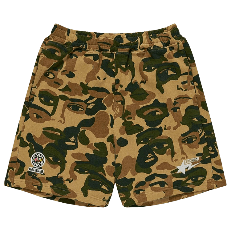 BAPE x KidSuper Camo Sweat Shorts "Green"