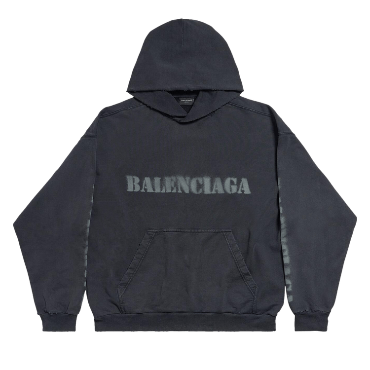 Balenciaga Stencil Molleton Archetype Faded Hoodie "Black"