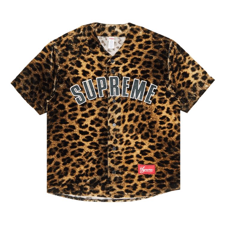 Supreme Velvet Baseball Jersey "Leopard"