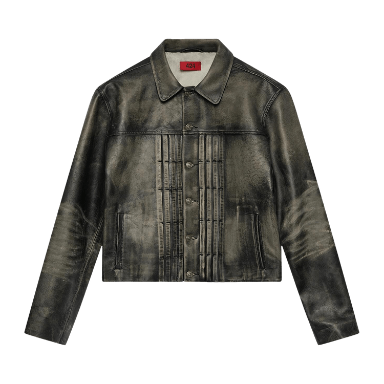 424 Leather Trucker Jacket "Black"