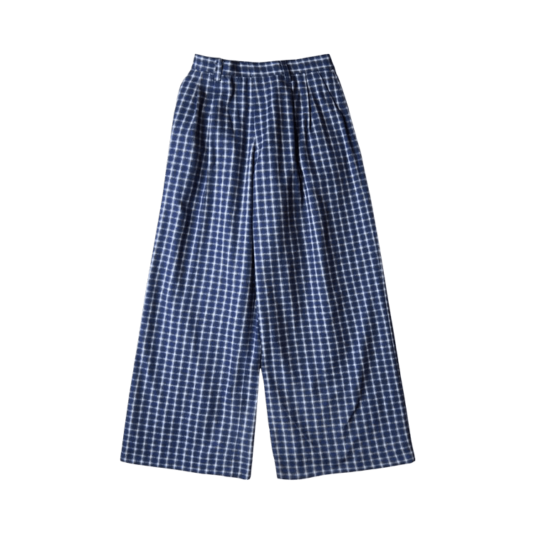 ERL Check Pleated Tailored Pants "Navy"