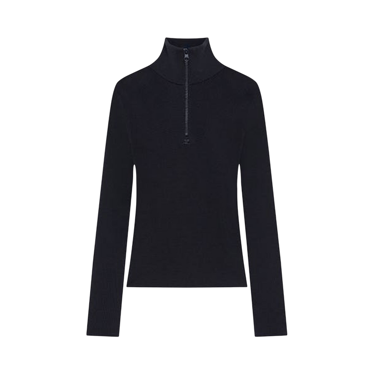 Courrèges Zipped Mockneck Sweater "Navy"