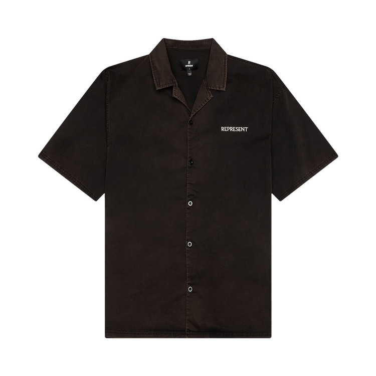 Represent Clo Script Camp Collar Shirt "Jet Black"