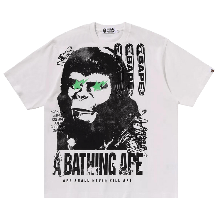 BAPE Garment Dye Multi Logo Relaxed Fit Tee "White"