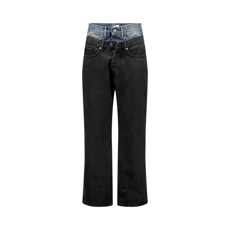 3.PARADIS Double Waist Denim Jeans "Washed Black/Blue"