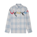 KidSuper Embroidered Swinging Figures Flannel Shirt "Blue"