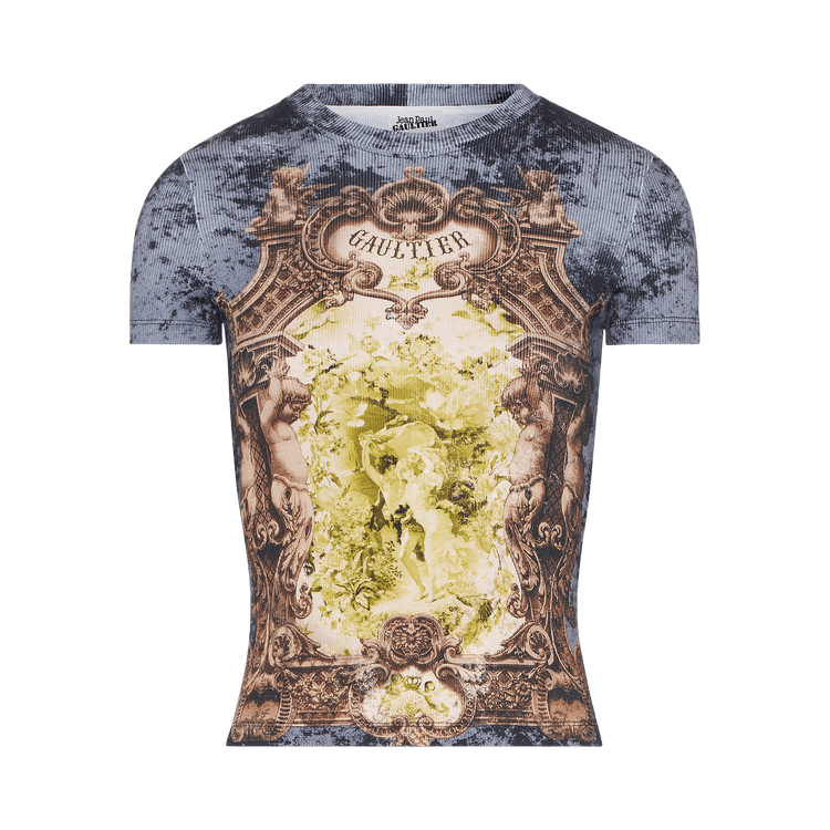 Jean Paul Gaultier Médaillon Printed Ribbed Tee "Black"