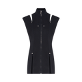 Jean Paul Gaultier Overdyed Denim Short Dress With Slit Detail And Mesh Incrustation On The Back "Navy"