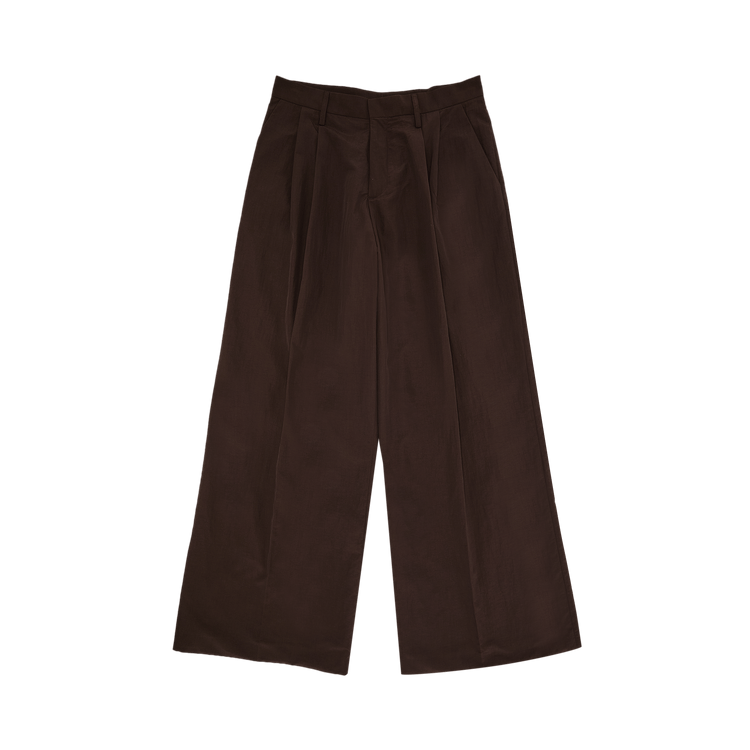 ERL Nylon Pleated Suit Trousers "Brown"
