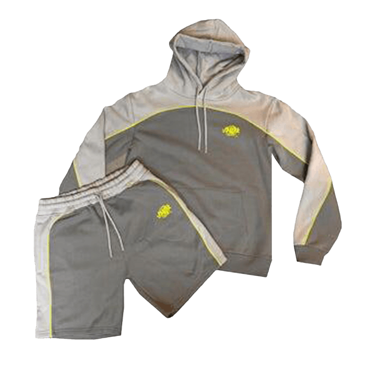 Syna World Pipe Hoodie & Short Set "Grey/Yellow"