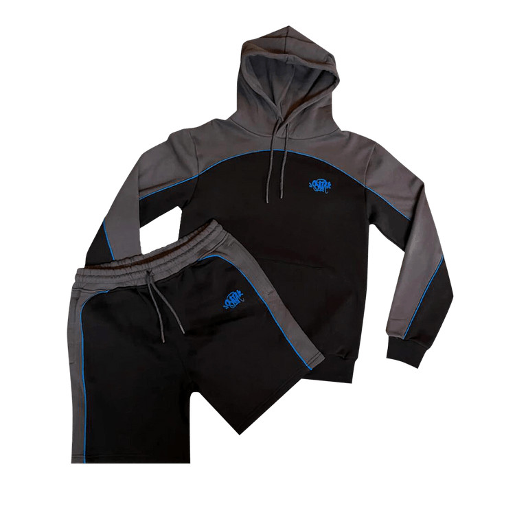 Syna World Pipe Hoodie & Short Set "Black/Grey/Blue"