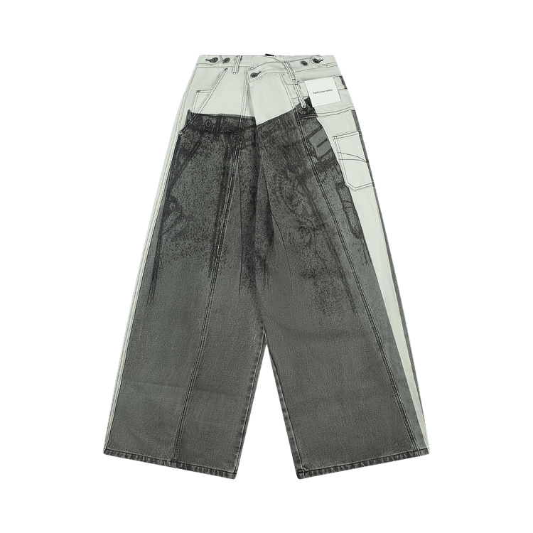 Feng Chen Wang Denim Deconstructed Printed Pants "Grey"