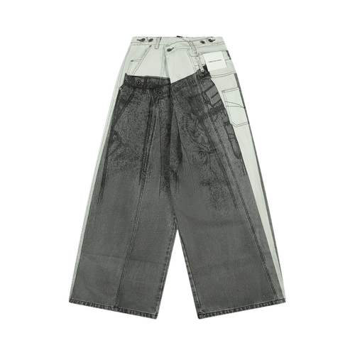 Feng Chen Wang Denim Deconstructed Printed Pants "Grey"