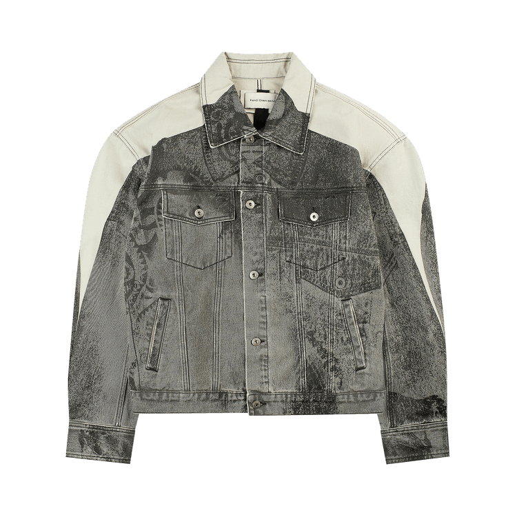 Feng Chen Wang Denim Deconstructed Printed Oversized Jacket "Grey"