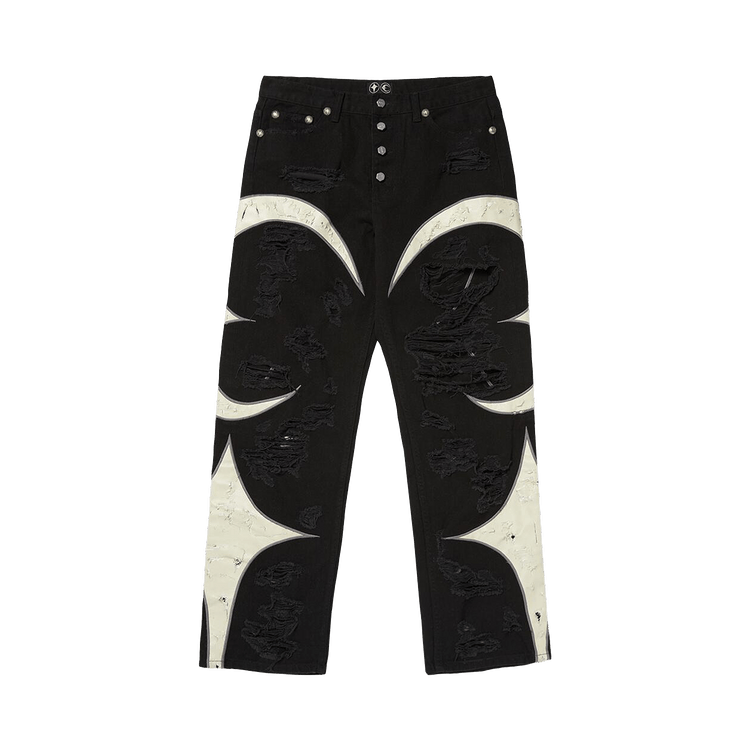 Thug Club Leather Washing Denim Pants "Black"