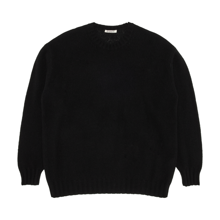Auralee Shetland Wool Cashmere Knit Sweater "Black"
