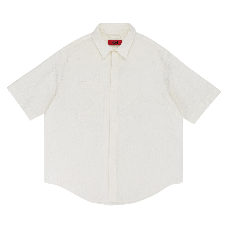 424 Textured Button Down Shirt "Off White"