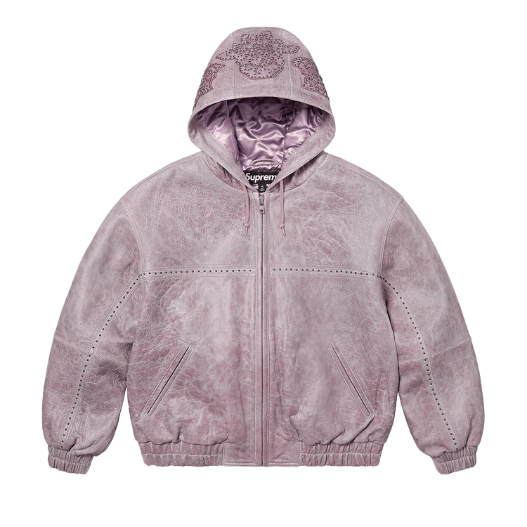 Supreme Studded Hooded Leather Jacket "Lilac"