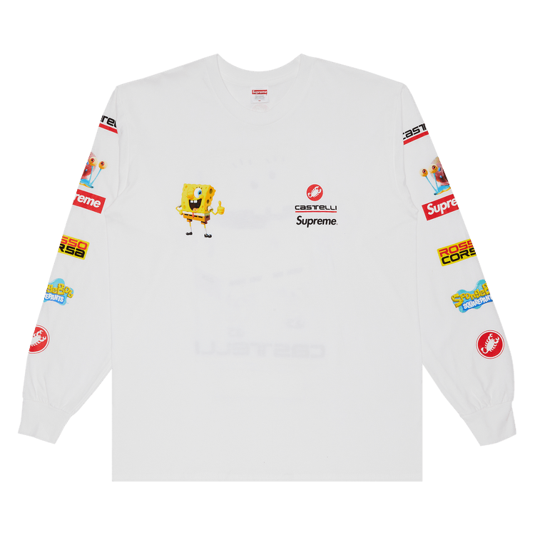 Supreme x Spongebob Squarepants x Castelli Racing Long-Sleeve Tee "White"