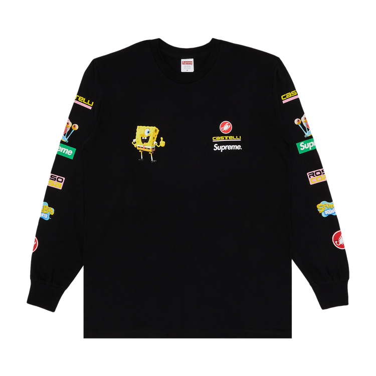 Supreme x Spongebob Squarepants x Castelli Racing Long-Sleeve Tee "Black"