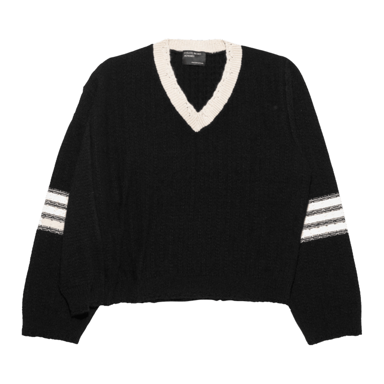 Enfants Riches Déprimés Asymmetrical Varsity V-Neck Sweater "Black/Ivory"