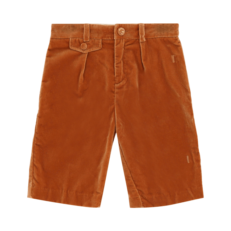 Gucci Kids Pleated Velvet Shorts "Red Orange"