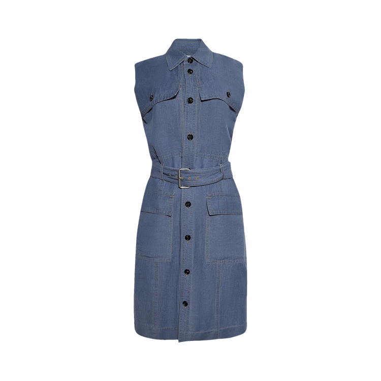 Bottega Veneta Belted Midi Dress "Blue"