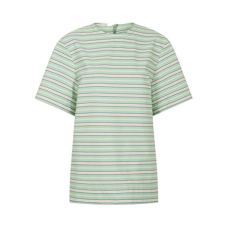 Rabanne Stripe Short-Sleeve Top "Green/Mustard"